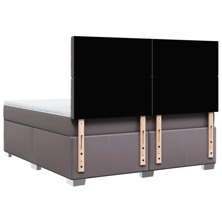 Boxspring met matras kunstleer grijs 180x200 cm