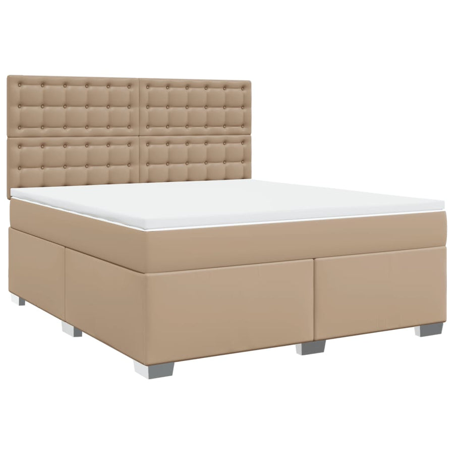 Boxspring met matras kunstleer cappuccinokleurig 180x200 cm