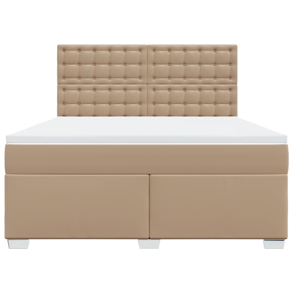 Boxspring met matras kunstleer cappuccinokleurig 180x200 cm