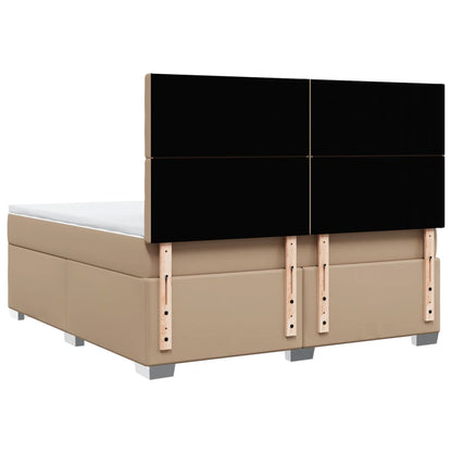 Boxspring met matras kunstleer cappuccinokleurig 180x200 cm