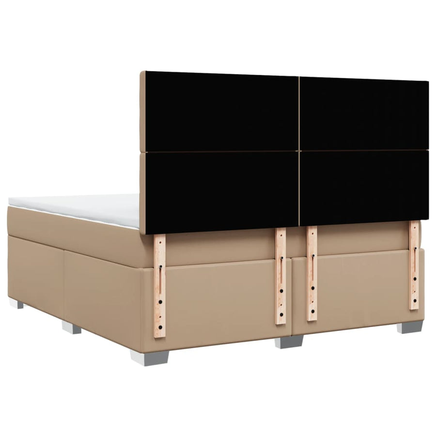 Boxspring met matras kunstleer cappuccinokleurig 180x200 cm