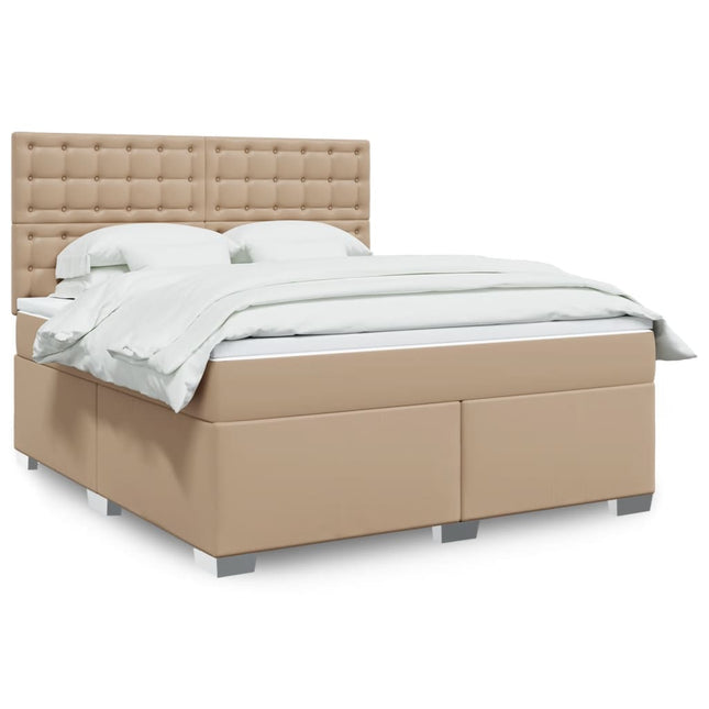 Boxspring met matras kunstleer cappuccinokleurig 180x200 cm