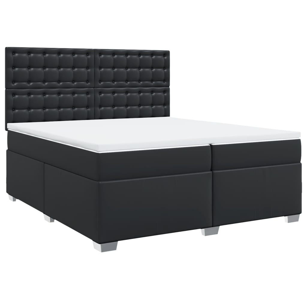 Boxspring met matras kunstleer zwart 200x200 cm