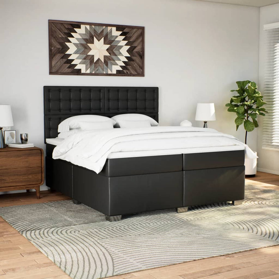 Boxspring met matras kunstleer zwart 200x200 cm