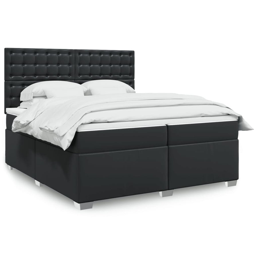Boxspring met matras kunstleer zwart 200x200 cm