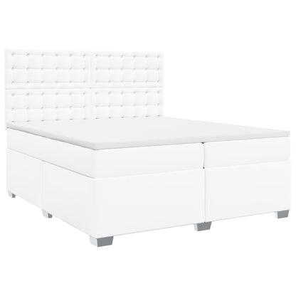 Boxspring met matras kunstleer wit 200x200 cm