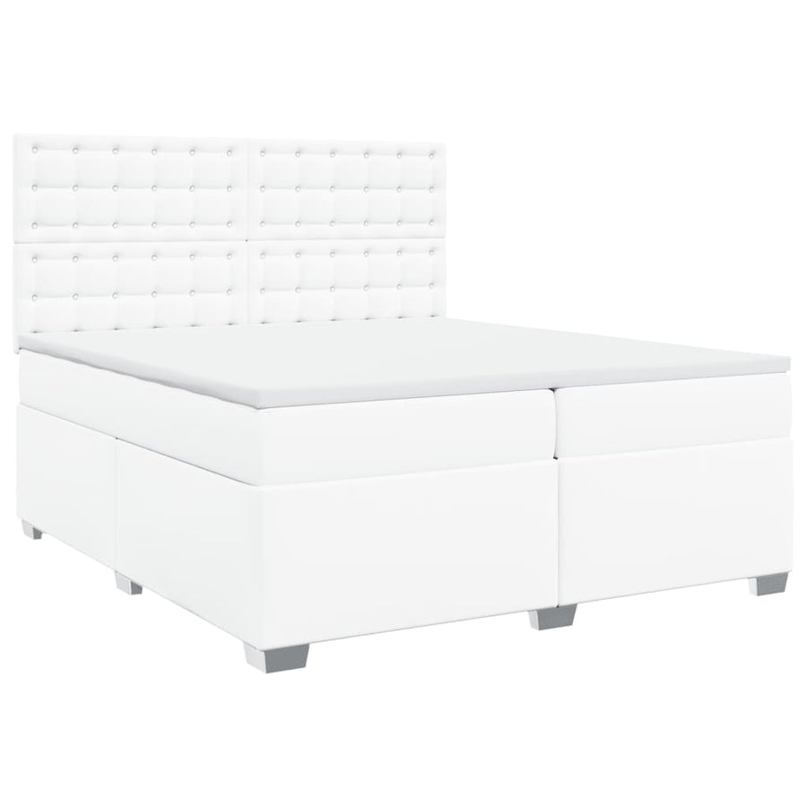 Boxspring met matras kunstleer wit 200x200 cm