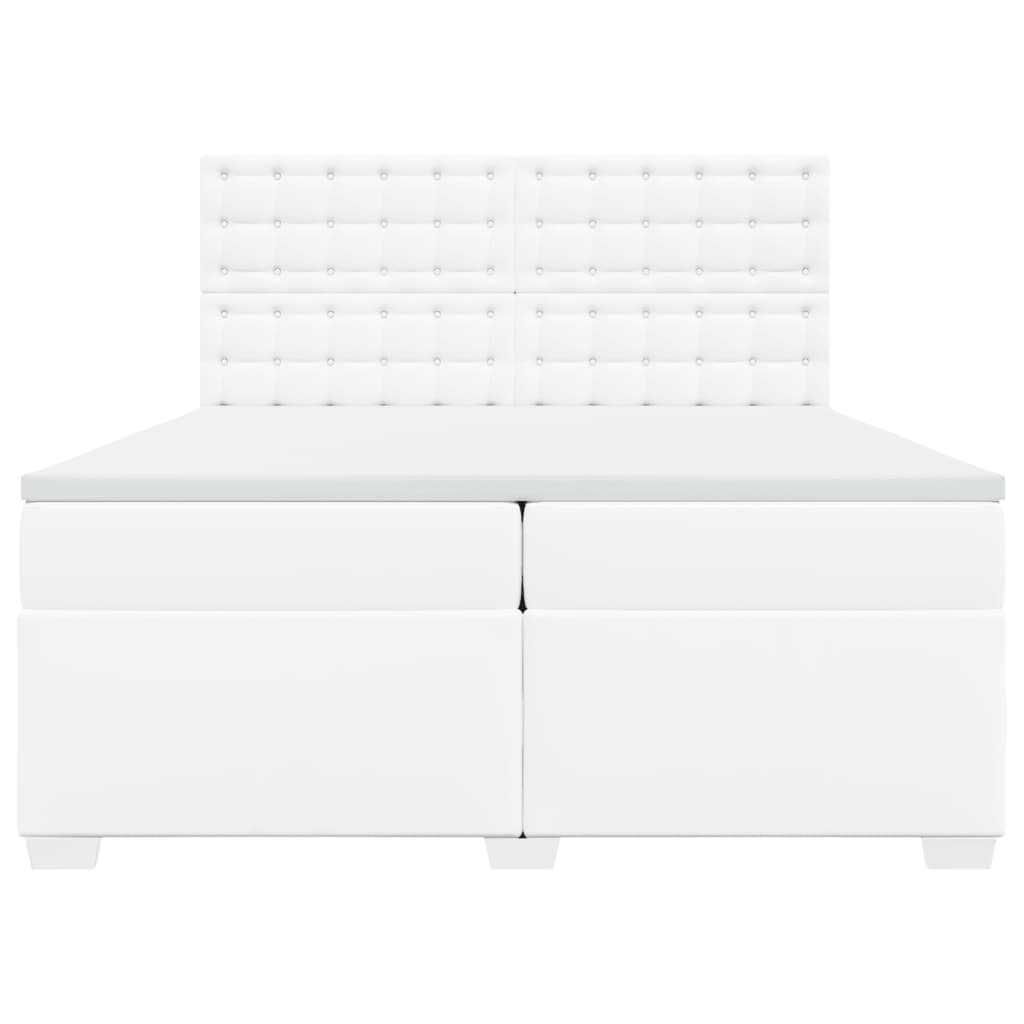 Boxspring met matras kunstleer wit 200x200 cm