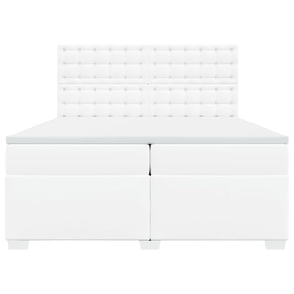 Boxspring met matras kunstleer wit 200x200 cm