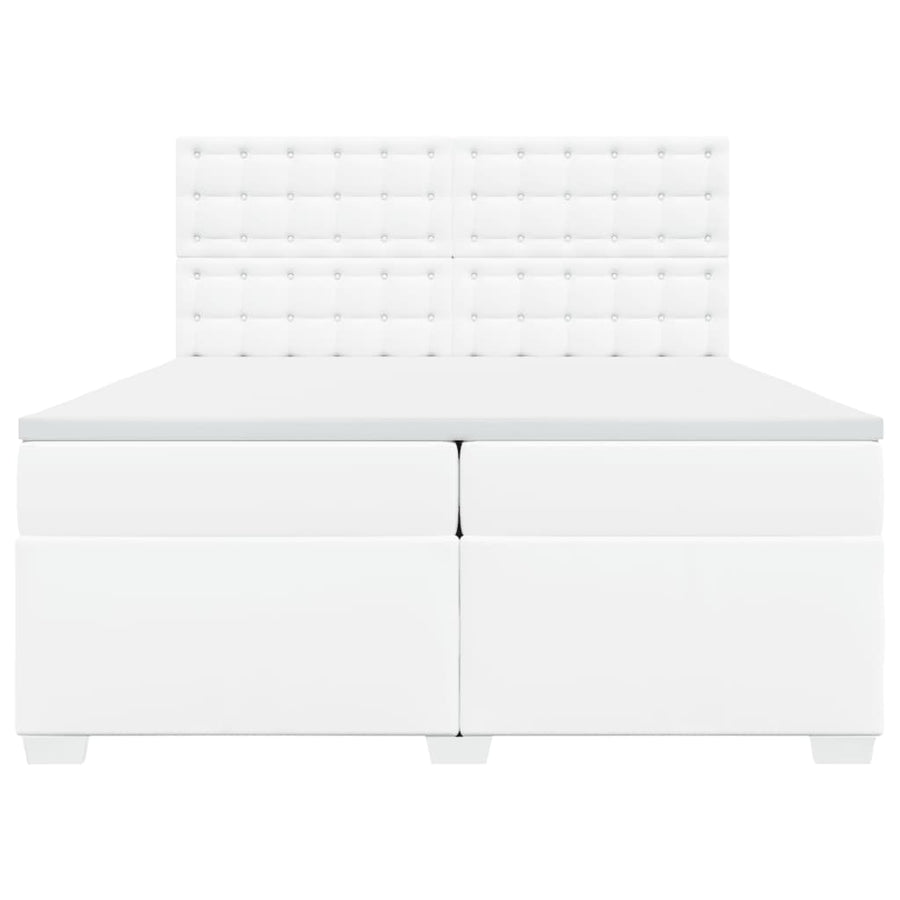 Boxspring met matras kunstleer wit 200x200 cm