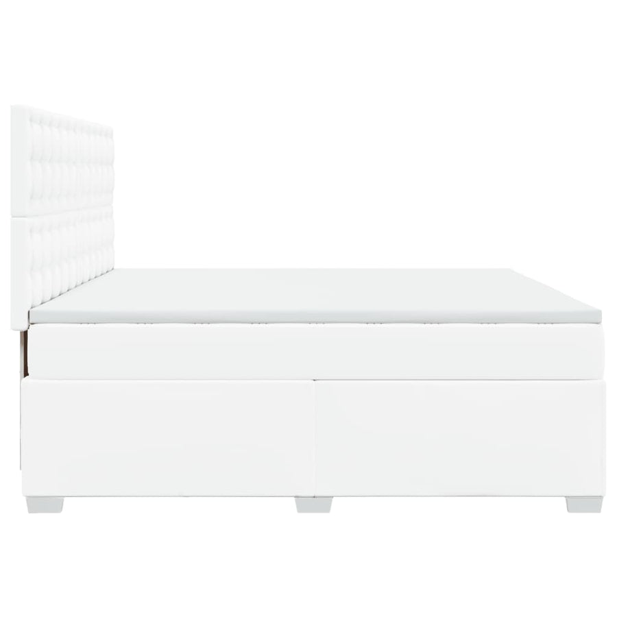 Boxspring met matras kunstleer wit 200x200 cm