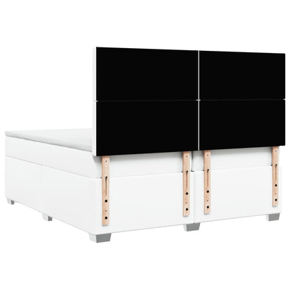 Boxspring met matras kunstleer wit 200x200 cm