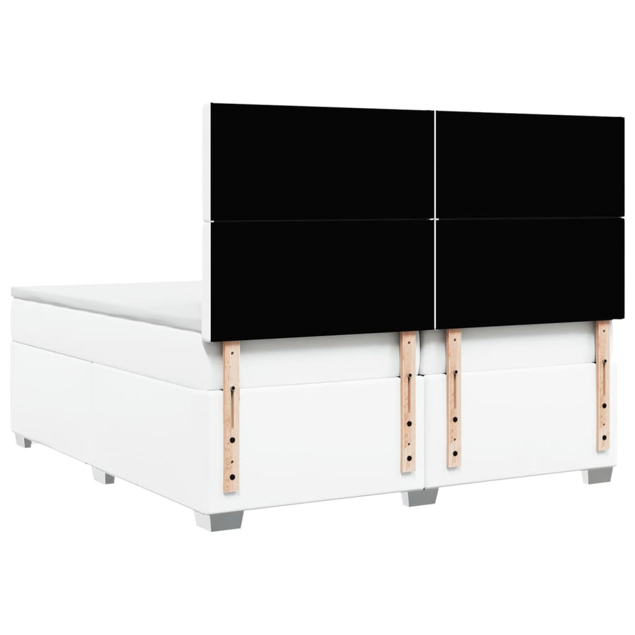 Boxspring met matras kunstleer wit 200x200 cm