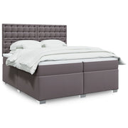 Boxspring met matras 200x200 cm grijs kunstleer
