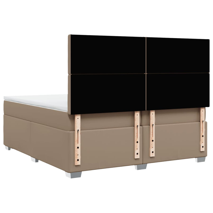 Boxspring met matras kunstleer cappuccinokleurig 200x200 cm