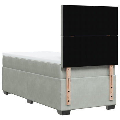 Boxspring met matras fluweel lichtgrijs 80x200 cm