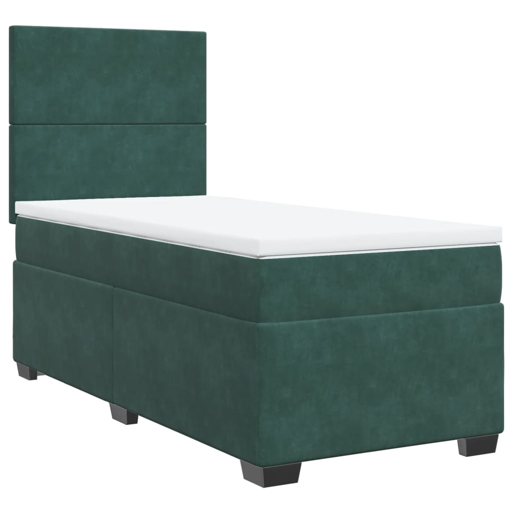 Boxspring met matras fluweel donkergroen 80x200 cm