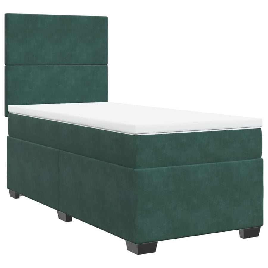 Boxspring met matras fluweel donkergroen 80x200 cm