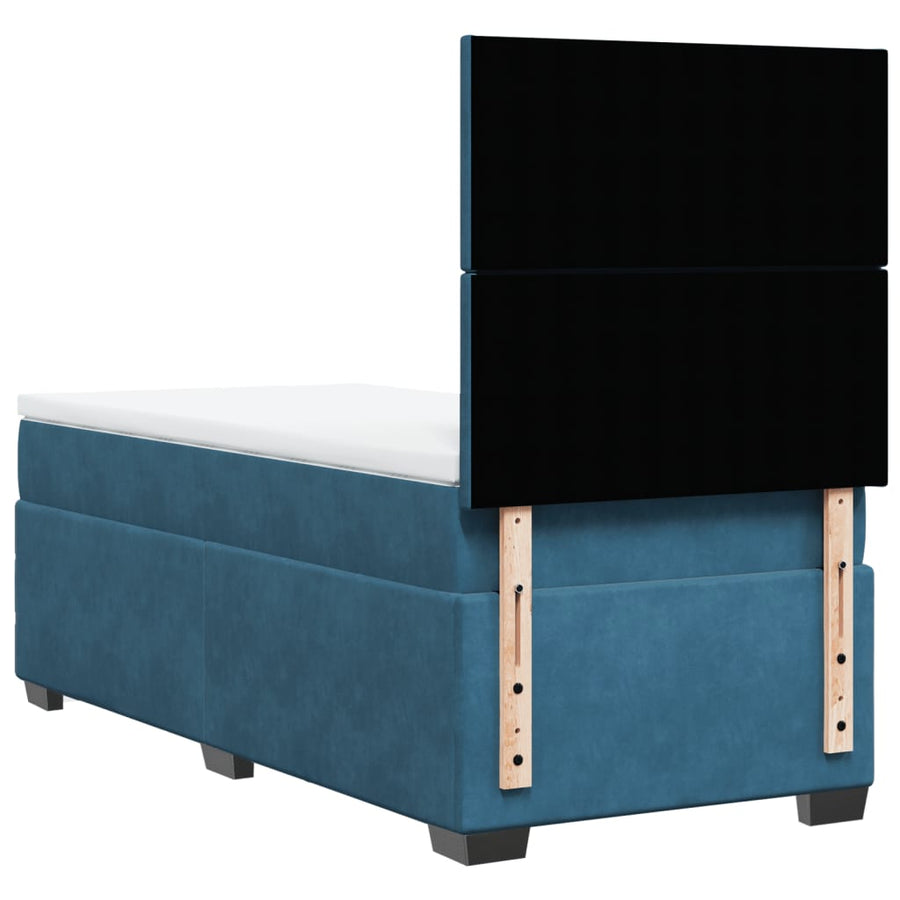 Boxspring met matras fluweel blauw 80x200 cm