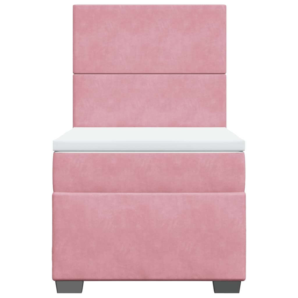 Boxspring met matras fluweel roze 80x200 cm