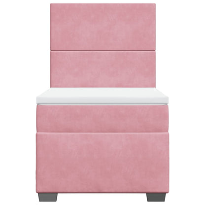 Boxspring met matras fluweel roze 80x200 cm