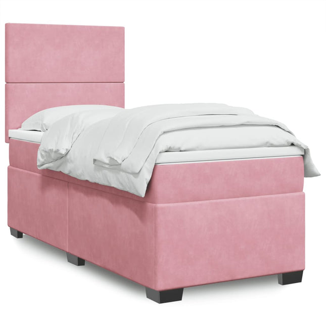 Boxspring met matras fluweel roze 80x200 cm