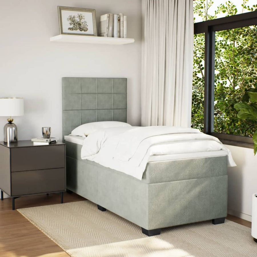 Boxspring met matras fluweel lichtgrijs 80x200 cm