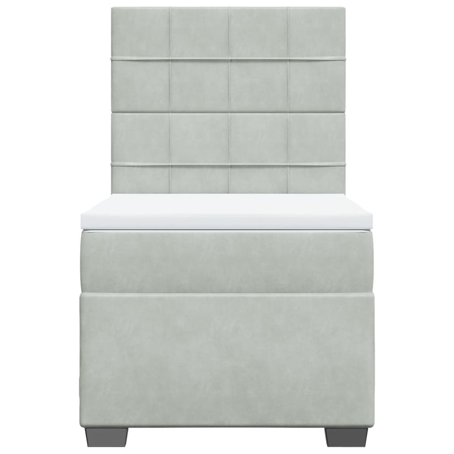 Boxspring met matras fluweel lichtgrijs 80x200 cm