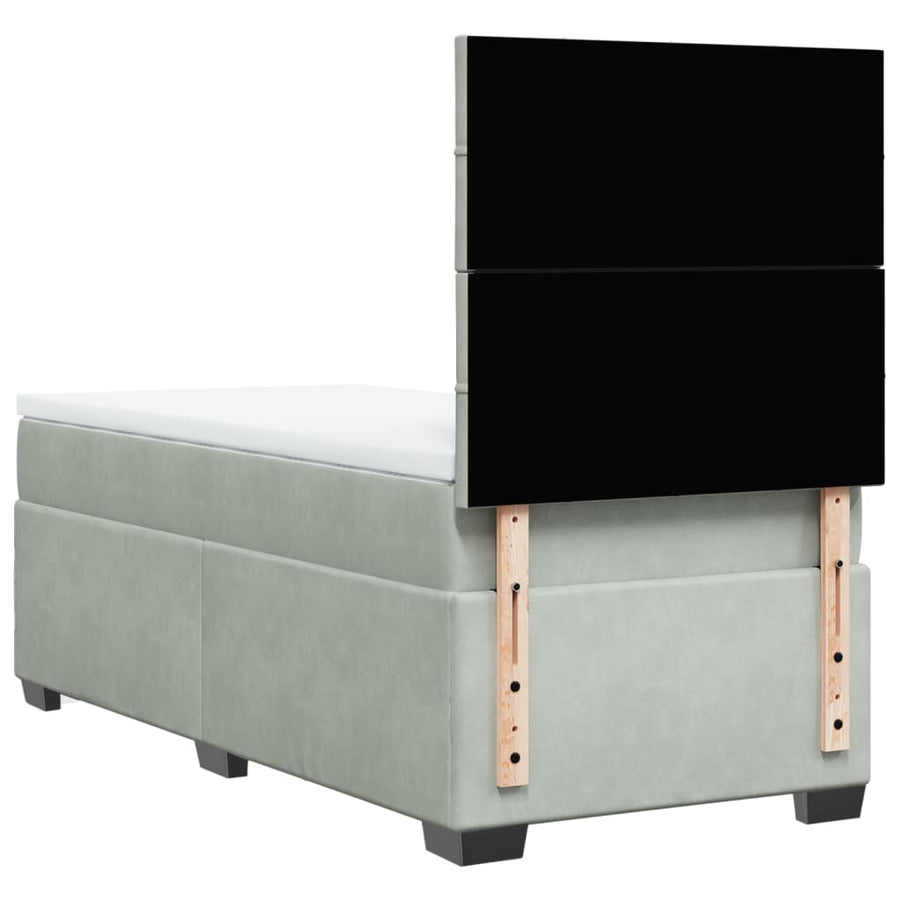 Boxspring met matras fluweel lichtgrijs 80x200 cm