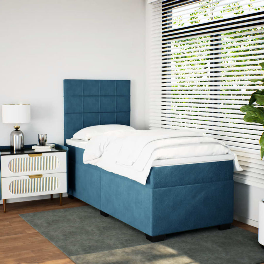 Boxspring met matras fluweel blauw 80x200 cm