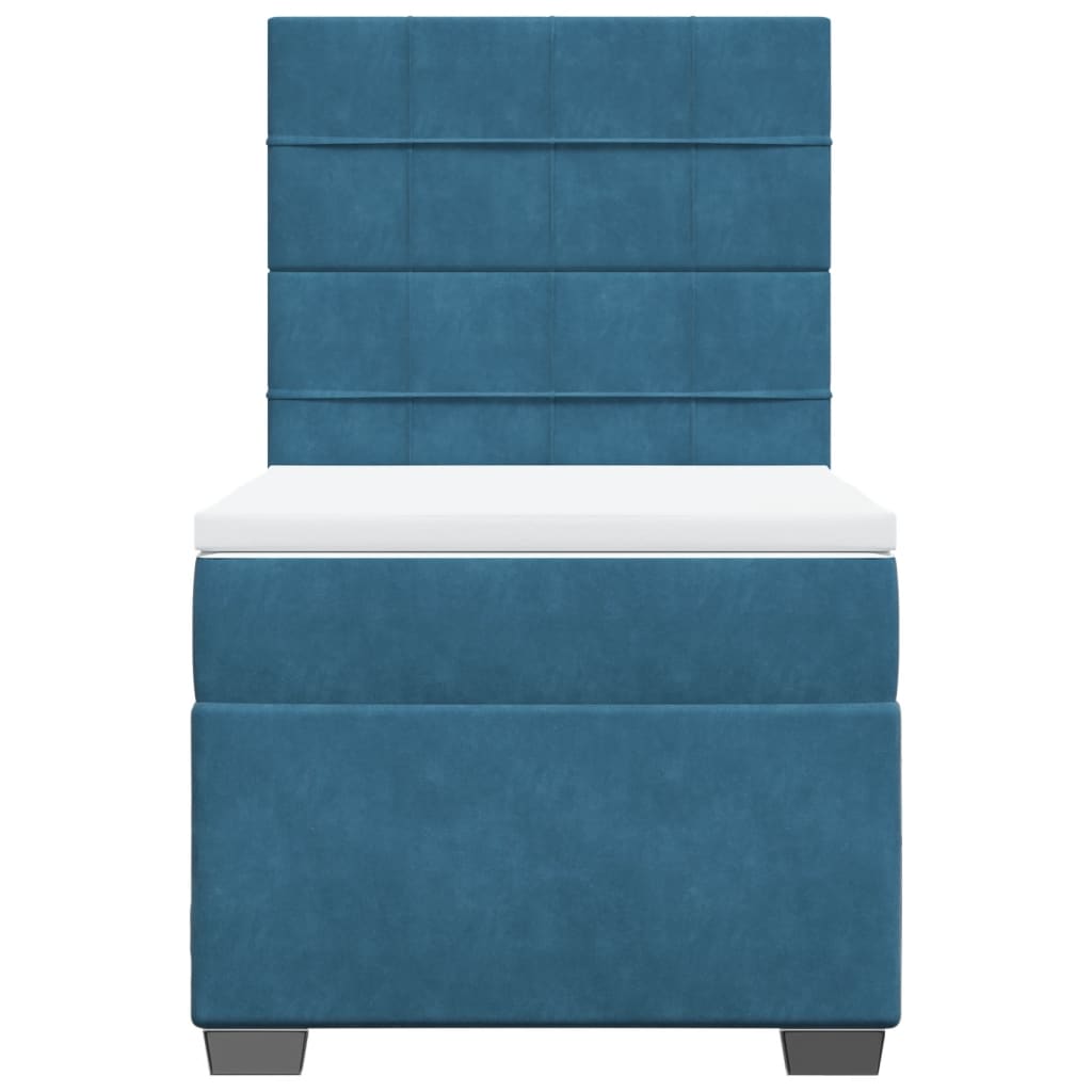 Boxspring met matras fluweel blauw 80x200 cm