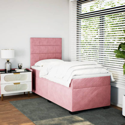 Boxspring met matras fluweel roze 80x200 cm