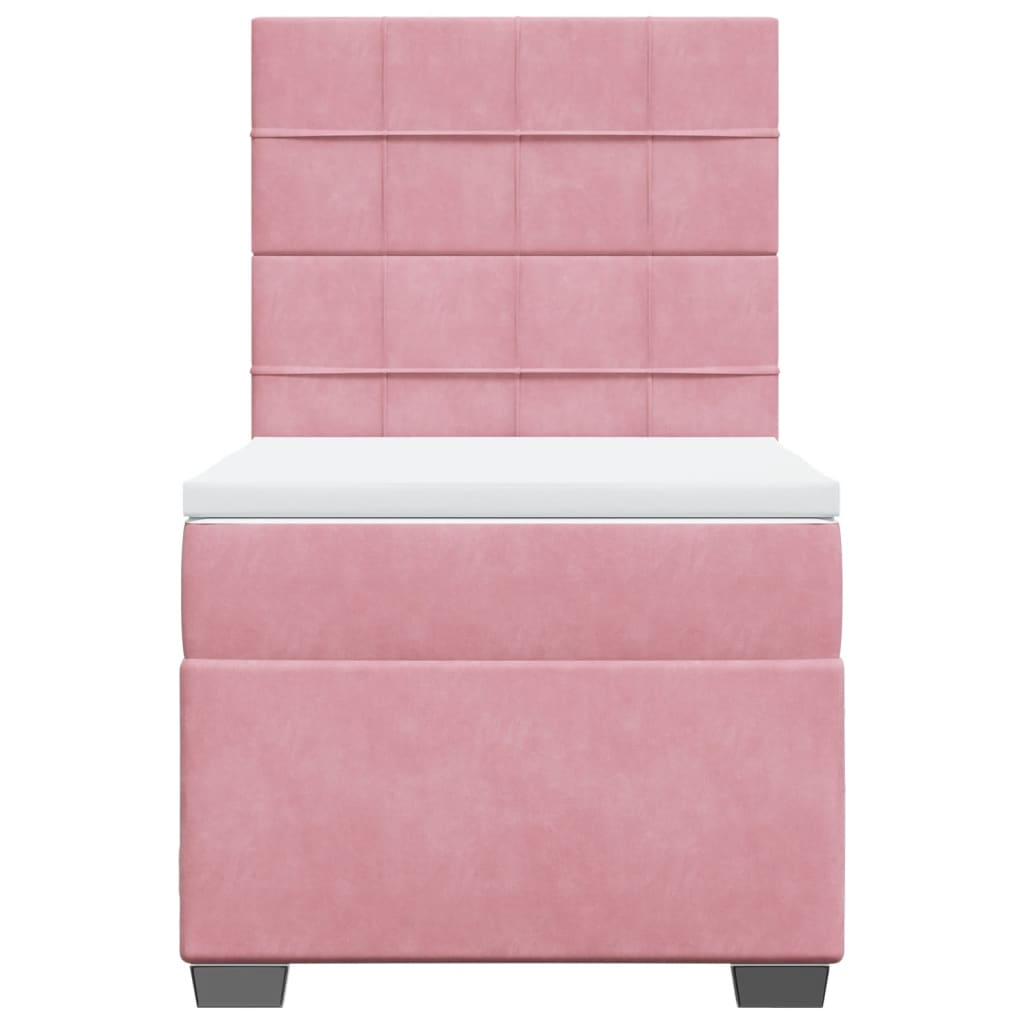 Boxspring met matras fluweel roze 80x200 cm