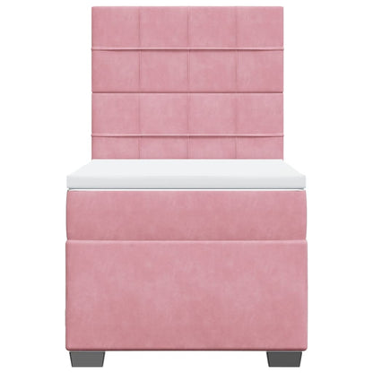 Boxspring met matras fluweel roze 80x200 cm