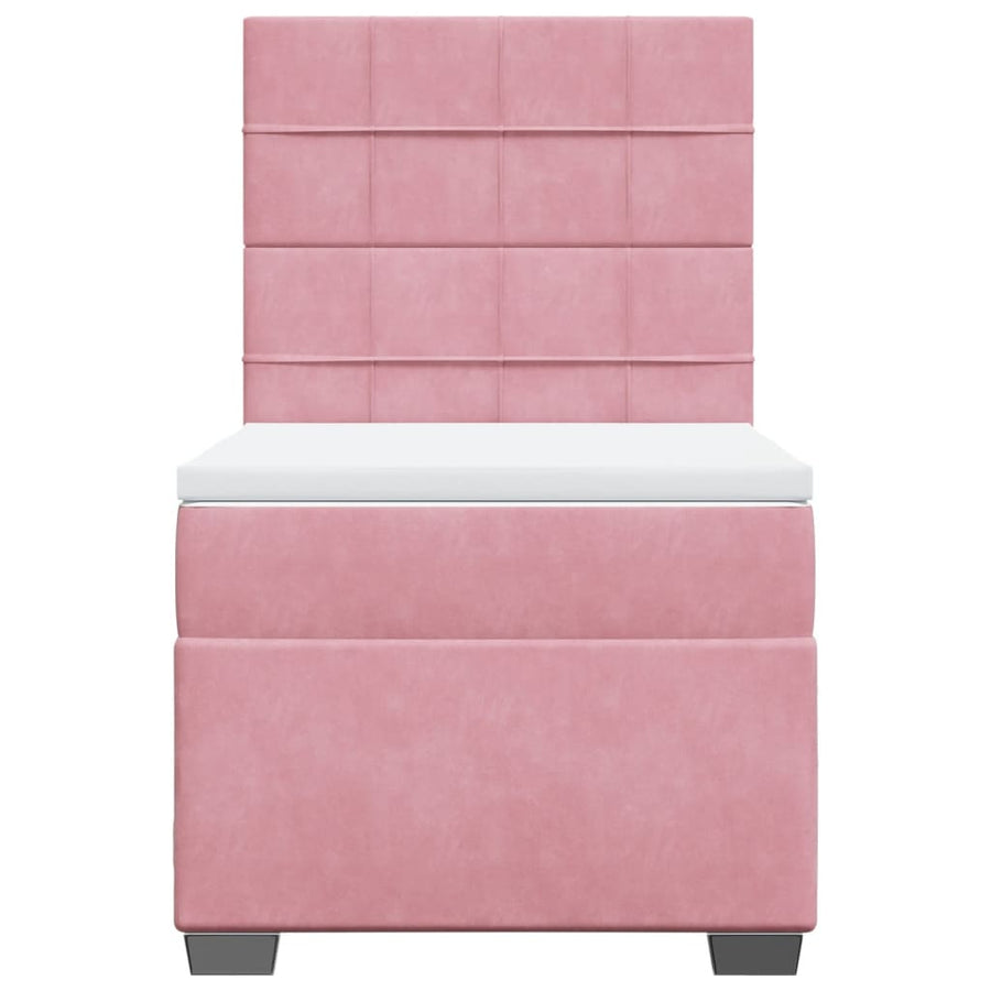 Boxspring met matras fluweel roze 80x200 cm