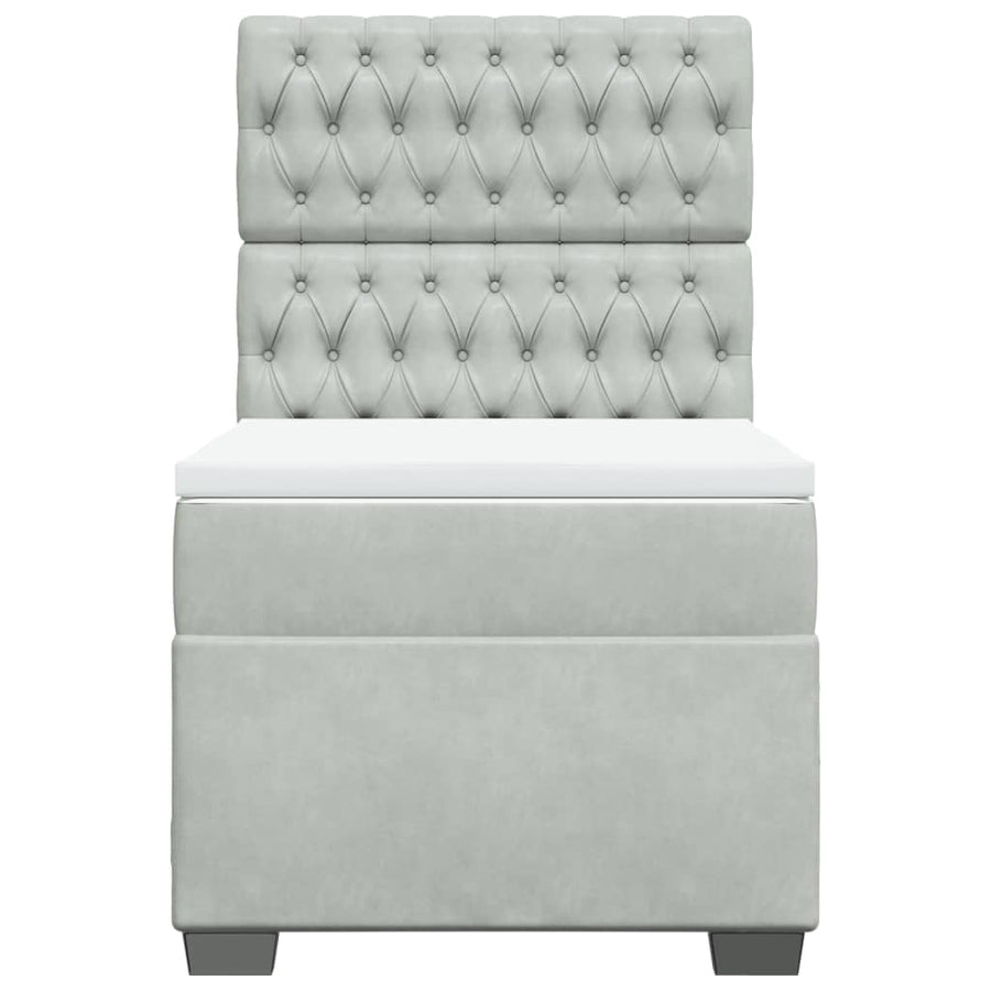 Boxspring met matras fluweel lichtgrijs 80x200 cm
