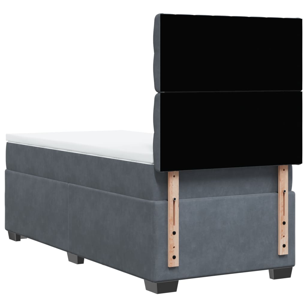 Boxspring met matras fluweel donkergrijs 80x200 cm