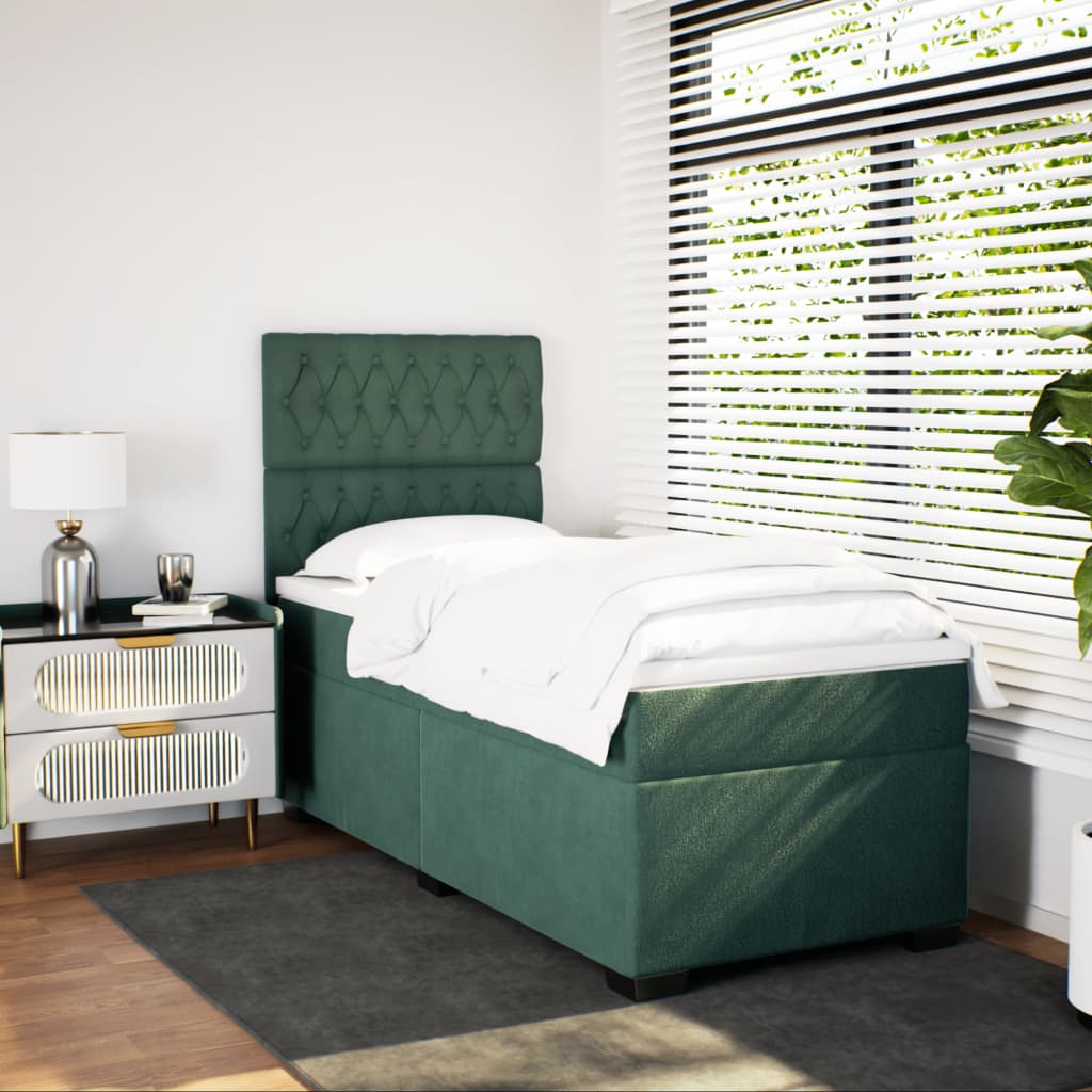 Boxspring met matras fluweel donkergroen 80x200 cm