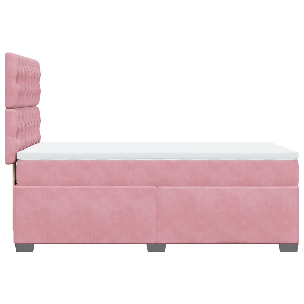 Boxspring met matras fluweel roze 80x200 cm