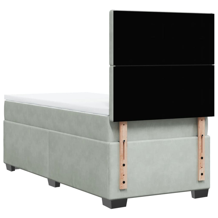 Boxspring met matras fluweel lichtgrijs 80x200 cm