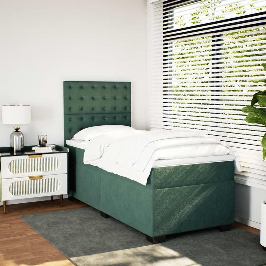 Boxspring met matras fluweel donkergroen 80x200 cm
