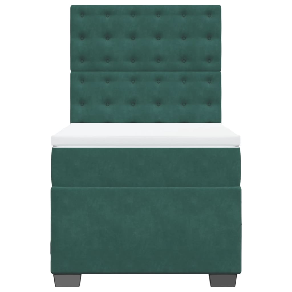 Boxspring met matras fluweel donkergroen 80x200 cm