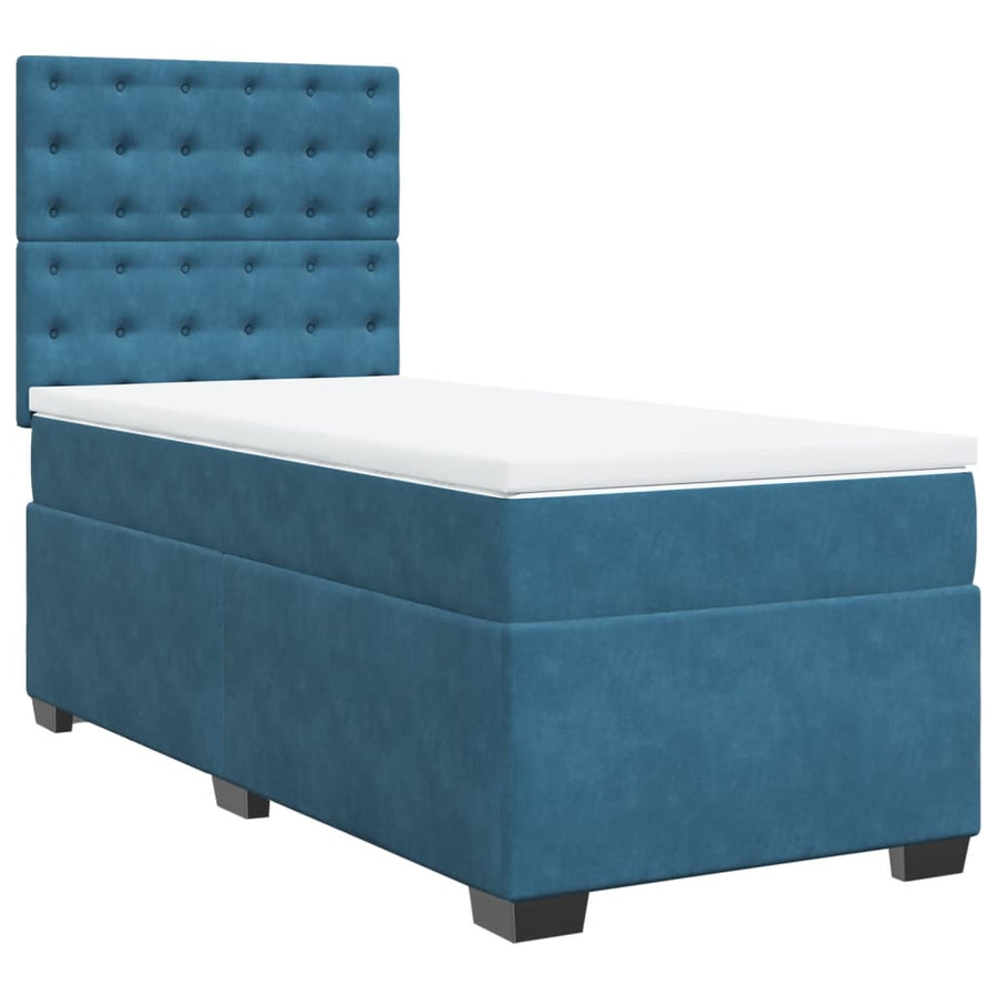 Boxspring met matras fluweel blauw 80x200 cm