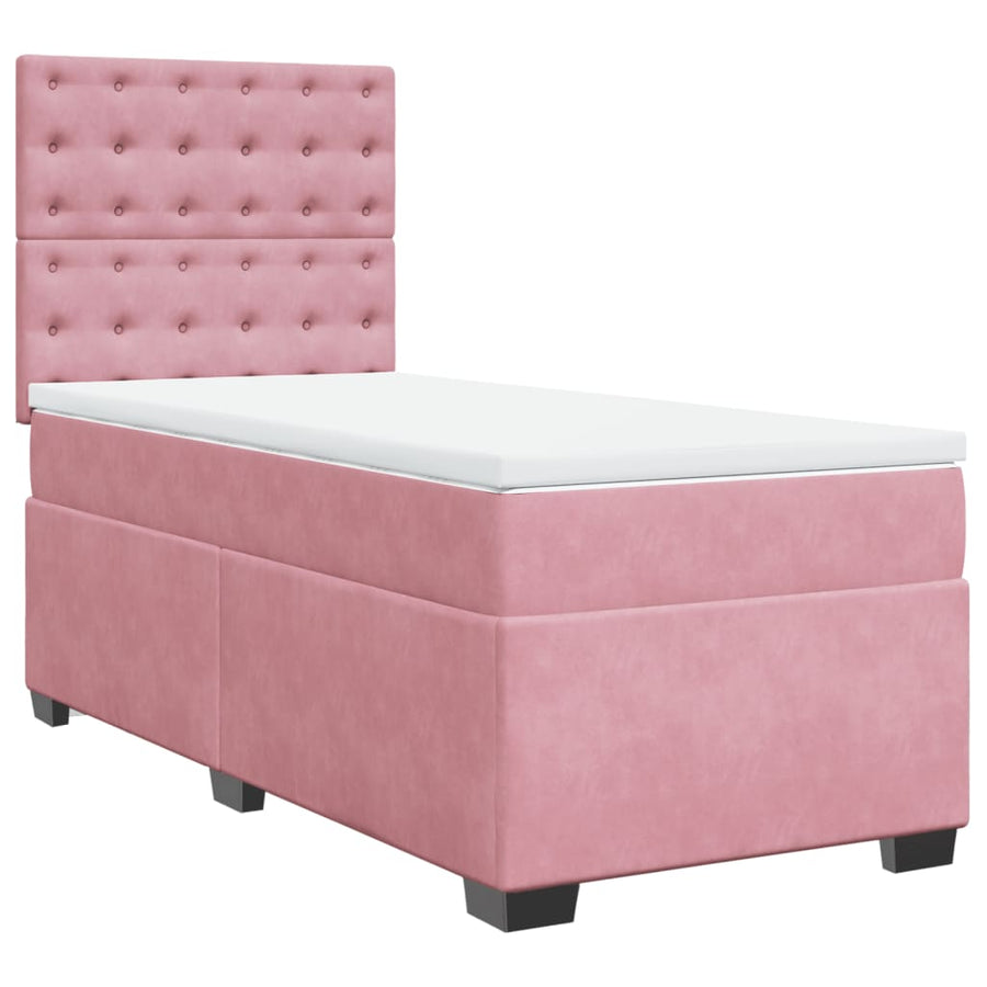 Boxspring met matras fluweel roze 80x200 cm