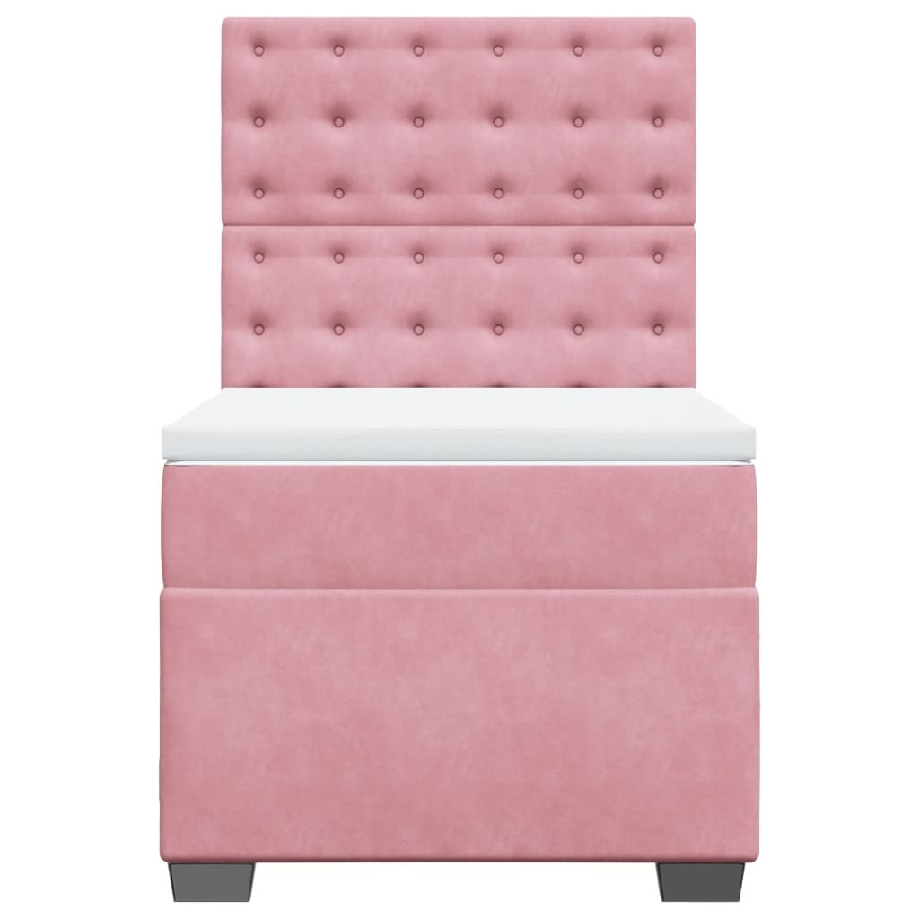 Boxspring met matras fluweel roze 80x200 cm