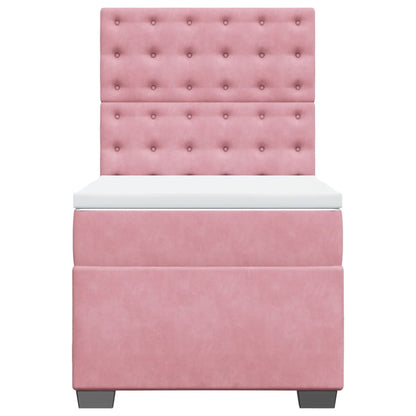 Boxspring met matras fluweel roze 80x200 cm