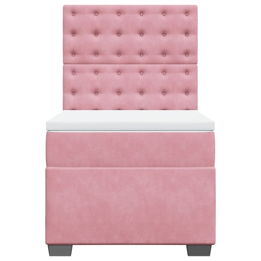 Boxspring met matras fluweel roze 80x200 cm