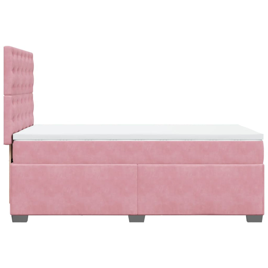 Boxspring met matras fluweel roze 80x200 cm