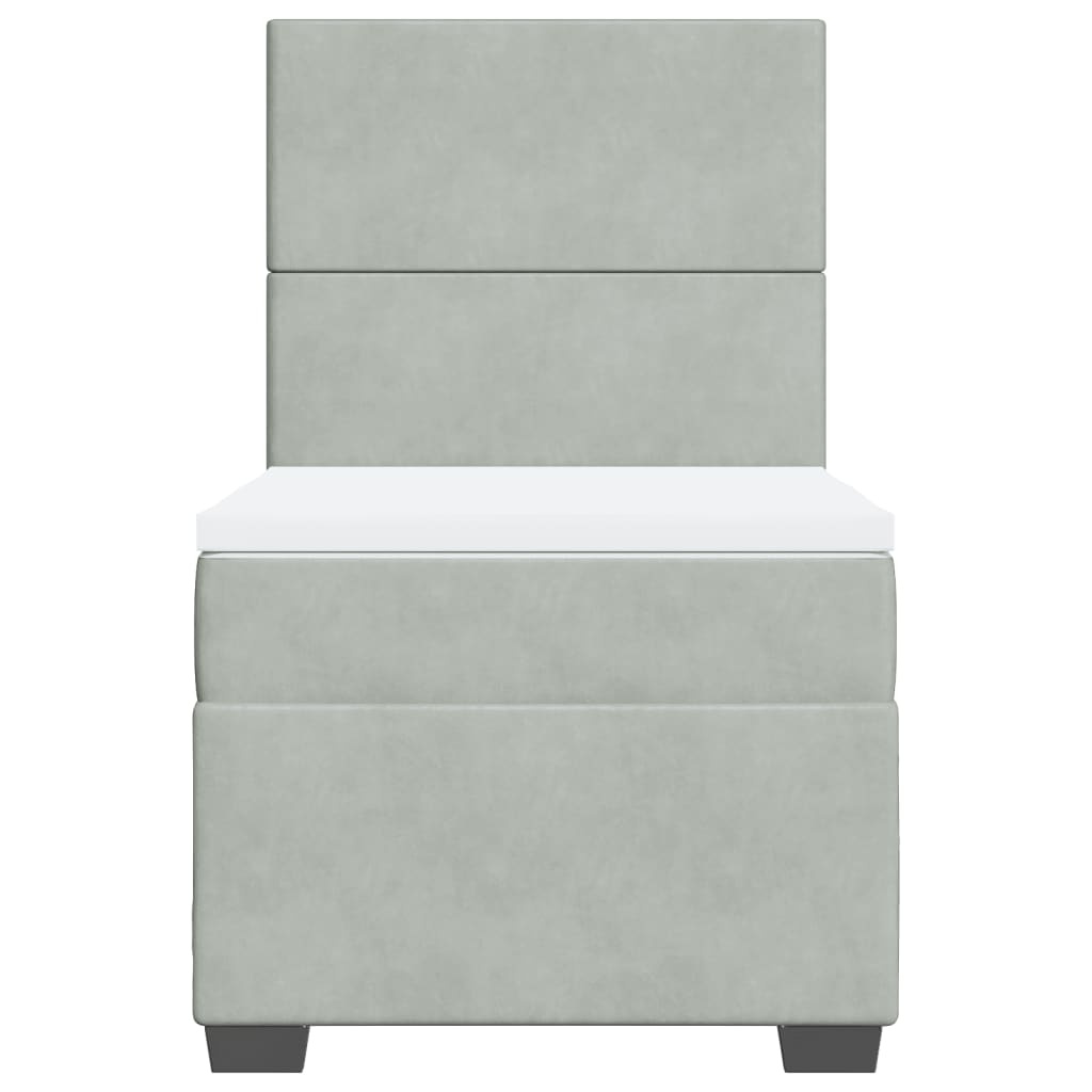 Boxspring met matras fluweel lichtgrijs 90x190 cm