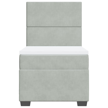 Boxspring met matras fluweel lichtgrijs 90x190 cm